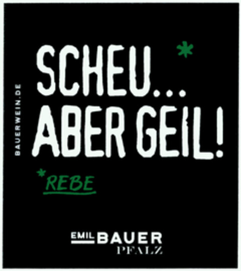 SCHEU...* ABER GEIL! *REBE BAUERWEIN.DE EMIL BAUER PFALZ Logo (DPMA, 19.07.2022)