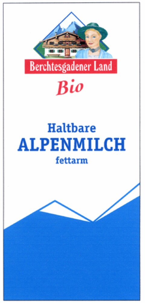 Berchtesgadener Land Bio Haltbare ALPENMILCH fettarm Logo (DPMA, 08.11.2004)