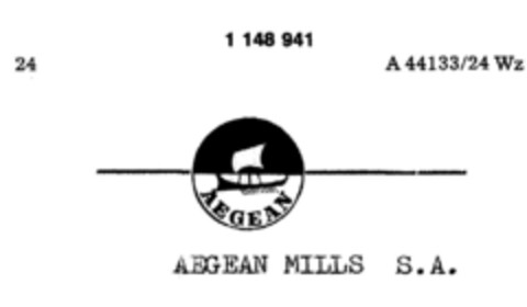 AEGEAN AEGEAN MILLS S.A. Logo (DPMA, 10.02.1988)