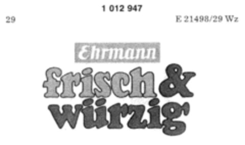 Ehrmann frisch & würzig Logo (DPMA, 04/12/1980)