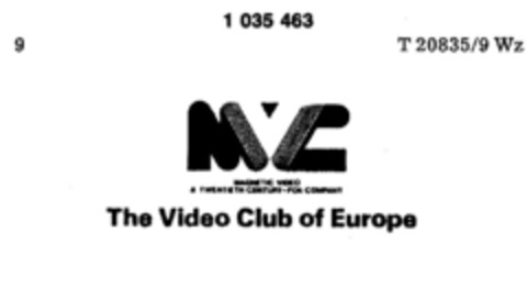 MVC The Video Club of Europe Logo (DPMA, 27.01.1981)