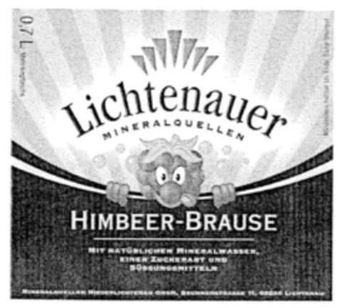 Lichtenauer MINERALQUELLEN HIMBEER-BRAUSE Logo (DPMA, 13.03.2000)