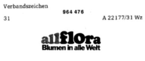 all flora Blumen in alle Welt Logo (DPMA, 09.02.1971)