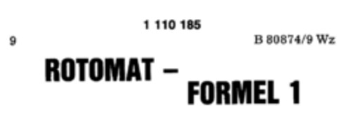 ROTOMAT - FORMEL 1 Logo (DPMA, 21.01.1987)