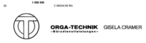 OT ORGA-TECHNIK -Bürodienstleistungen- GISELA CRAMER Logo (DPMA, 05.06.1981)