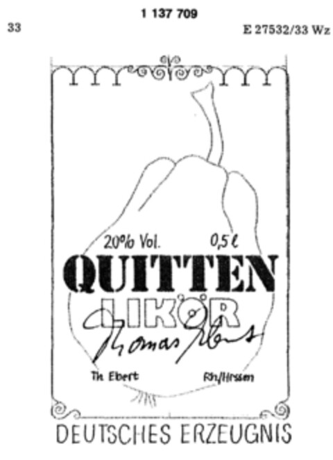 QUITTEN LIKÖR Thomas Ebert Logo (DPMA, 04/15/1988)