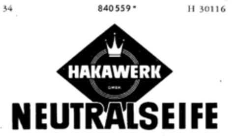 HAKAWERK GMBH NEUTRALSEIFE Logo (DPMA, 14.07.1967)