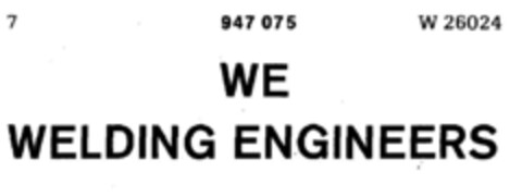 WE WELDING ENGINEERS Logo (DPMA, 12/06/1974)