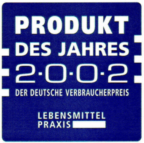 PRODUKT DES JAHRES 2·0·0·2 DER DEUTSCHE VERBRAUCHERPREIS Logo (DPMA, 12.10.2001)