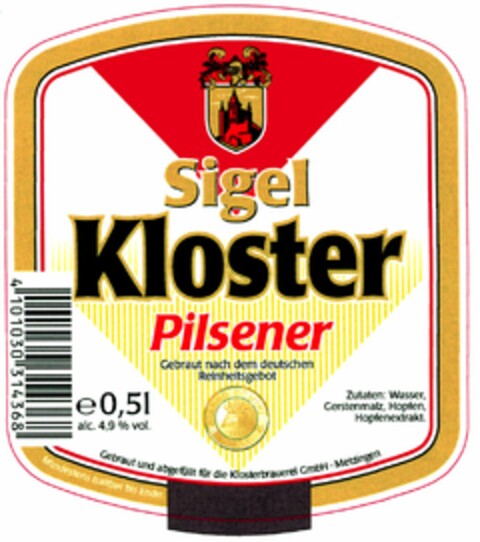 Sigel Kloster Pilsener Logo (DPMA, 01.07.2005)