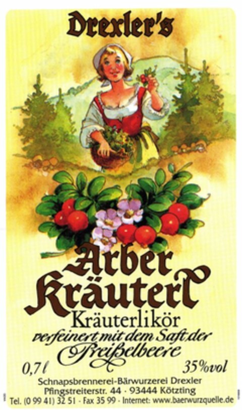 Drexler's Arber Kräuterl Kräuterlikör Logo (DPMA, 07/14/2006)