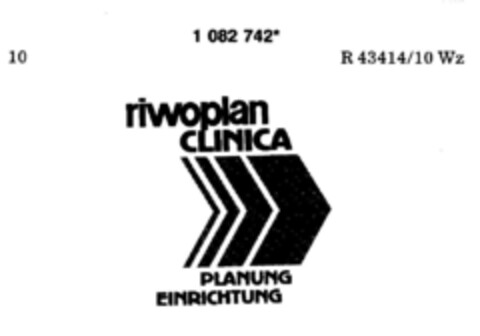 riwoplan CLINICA PLANUNG EINRICHTUNG Logo (DPMA, 13.08.1985)