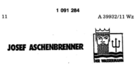 JOSEF ASCHENBRENNER DER WASSERMANN Logo (DPMA, 15.05.1985)