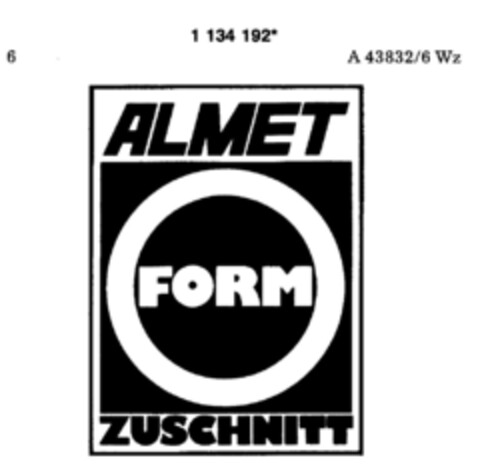 ALMET FORM ZUSCHNITT Logo (DPMA, 10.12.1987)