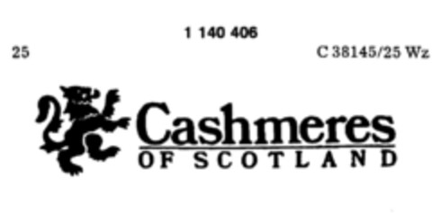 Cashmeres OF SCOTLAND Logo (DPMA, 28.09.1988)