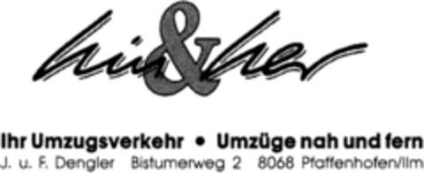 hin&her Ihr Umzugsverkehr · Umzüge nah und fern Logo (DPMA, 06/02/1992)