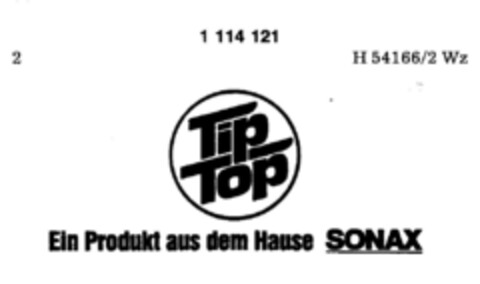 Tip Top ein Produkt aus dem Hause SONAX Logo (DPMA, 04.04.1985)