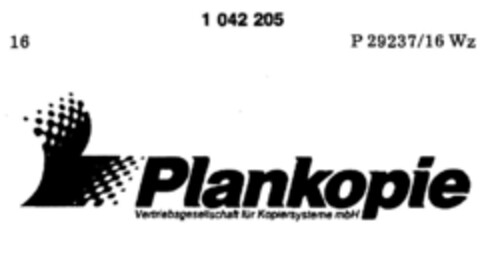 Plankopie Vertriebsgesellschaft für Kopiersysteme mbH Logo (DPMA, 10.04.1982)