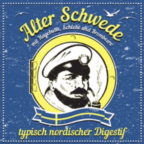 Alter Schwede mit Hagebutte, Schlehe und Brombeere typisch nordischer Digestif Logo (DPMA, 12/16/2015)
