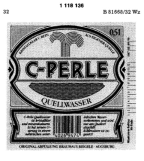 C-PERLE QUELLWASSER Logo (DPMA, 28.04.1987)