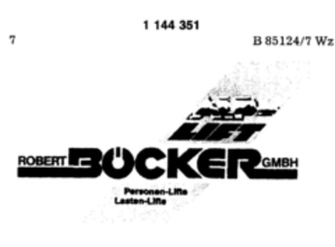 ROBERT BÖCKER GMBH Personen-Lifte Lasten-Lifte Logo (DPMA, 30.07.1988)
