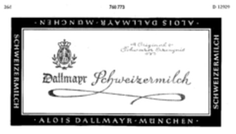 Dallmayr Schweizermilch Original Schweizer Erzeugnis Logo (DPMA, 23.06.1961)