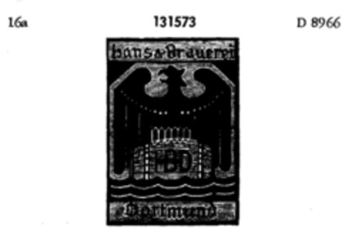 Hansa-Brauerei HDB Dortmund Logo (DPMA, 11.04.1910)