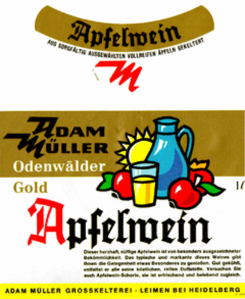 ADAM MÜLLER Odenwälder Gold Apfelwein Logo (DPMA, 02.08.1986)