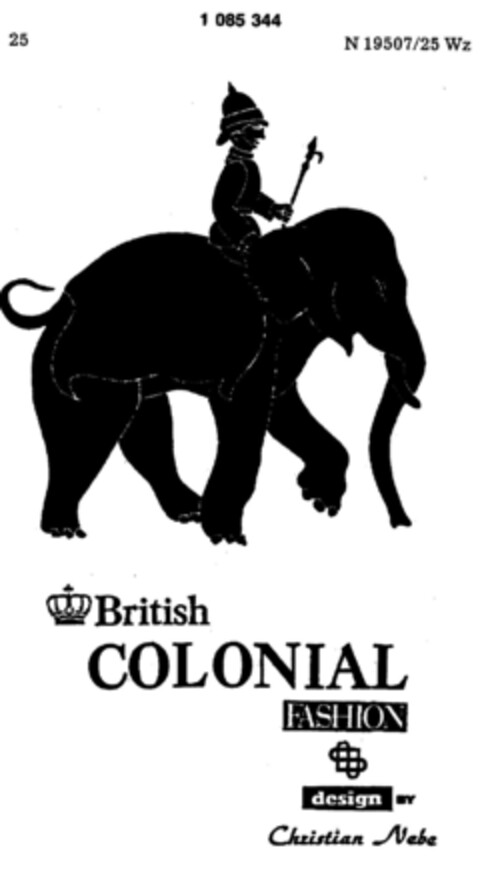 British COLONIAL FASHION design by Christian Nebe Logo (DPMA, 01/29/1985)