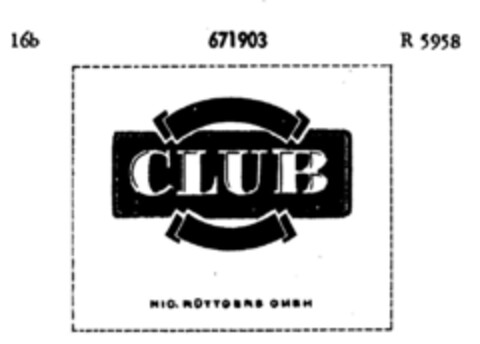 RÜTTGERS CLUB NIC. RÜTTGERS GMBH Logo (DPMA, 22.02.1954)