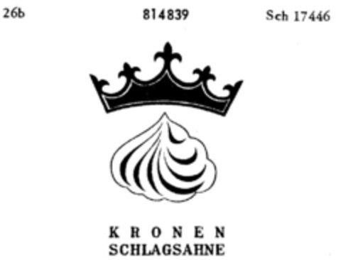 KRONEN SCHLAGSAHNE Logo (DPMA, 19.02.1965)