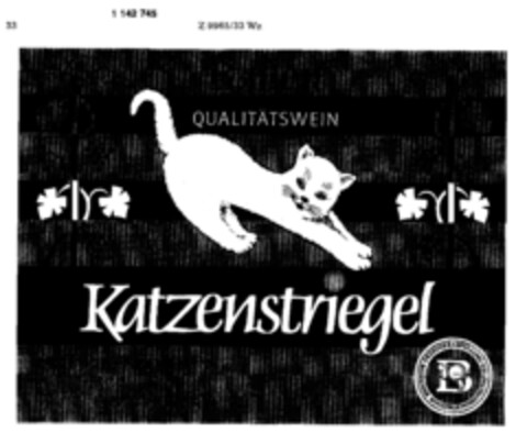 Baden Qualitätswein Katzenstriegel Logo (DPMA, 10/04/1988)