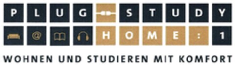 PLUG STUDY HOME: 1 WOHNEN UND STUDIEREN MIT KOMFORT Logo (DPMA, 07.12.2017)