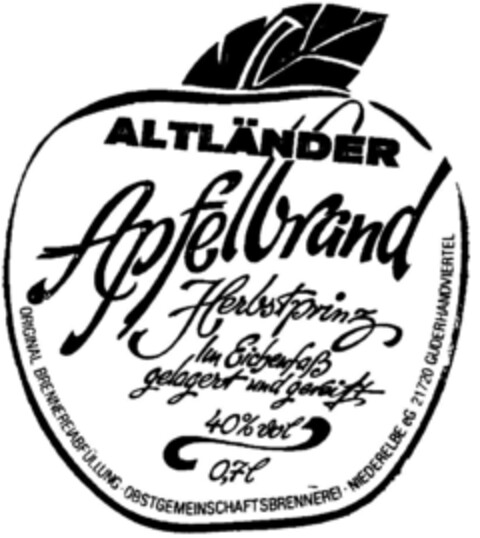 ALTLÄNDER Apfelbrand Logo (DPMA, 06.03.1996)