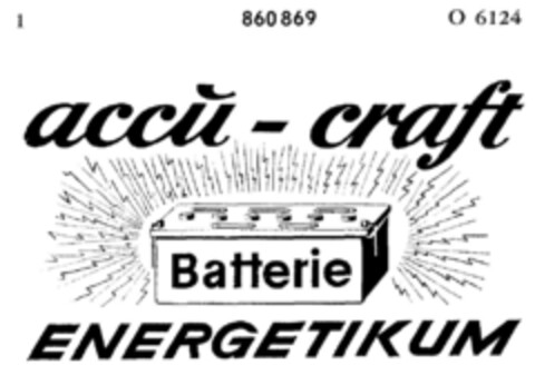 accu-craft Batterie ENERGETIKUM Logo (DPMA, 22.01.1968)