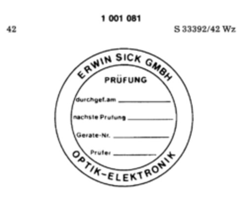 ERWIN SICK GMBH                                 OPTIK-ELEKTRONIC Logo (DPMA, 02.04.1979)