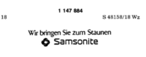 Wir bringen sie zum Staunen Samsonite Logo (DPMA, 25.03.1989)