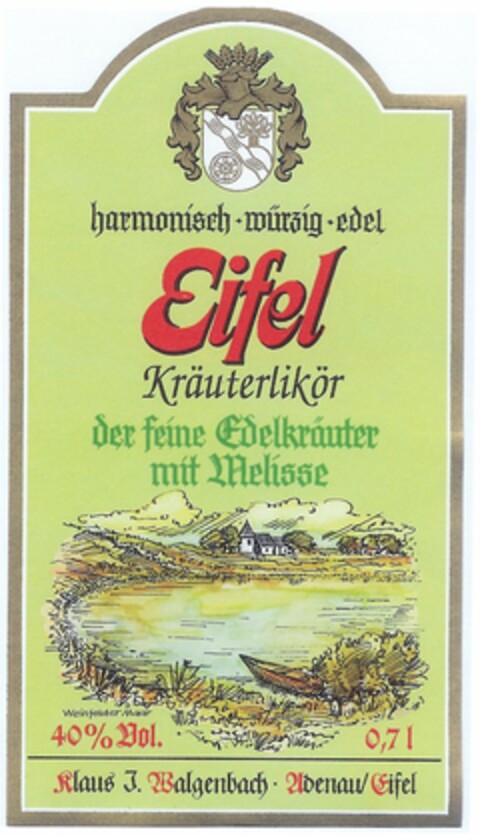 Eifel Kräuterlikör der feine Edelkräuter mit Melisse Logo (DPMA, 09.02.2004)