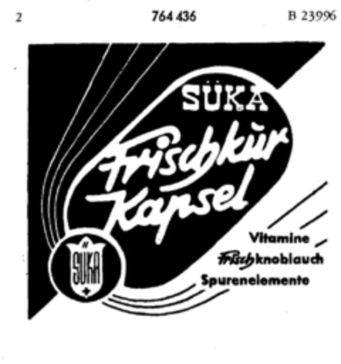 SÜKA Frischkur Kapsel Vitamine Frischknoblauch Spurenelemente Logo (DPMA, 01/03/1961)