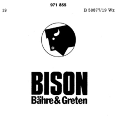 BISON Bähre & Greten Logo (DPMA, 17.08.1977)