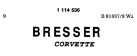 BRESSER CORVETTE Logo (DPMA, 30.04.1987)