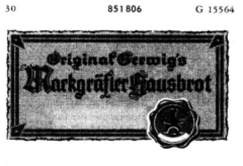 Original Gerwig`s Markgräfer Hausbrot Logo (DPMA, 30.04.1966)