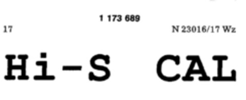 Hi-S CAL Logo (DPMA, 03/09/1990)