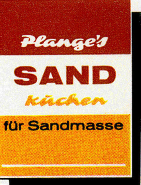 Plange`s SAND Kuchen für Sandmasse Logo (DPMA, 26.05.1964)
