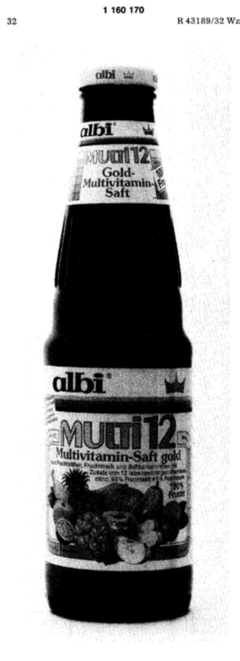 albi  MULTI 12 Multivitamin-Saft gold Logo (DPMA, 31.05.1985)