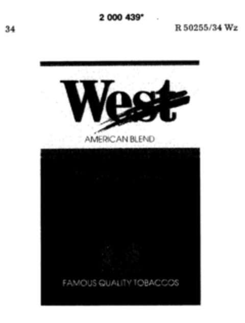 West AMERICAN BLEND Full Flavor Cigarettes Logo (DPMA, 27.12.1990)