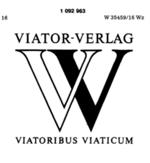 VIATOR-VERLAG VIATORIBUS VIATICUM Logo (DPMA, 30.08.1985)