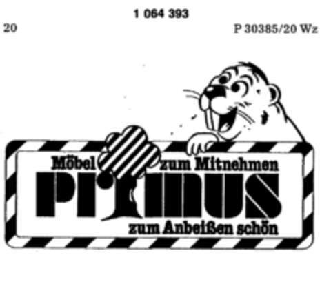 Möbel zum Mitnehmen primus zum Anbeißen schön Logo (DPMA, 06/18/1983)