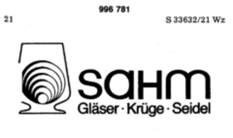 sahm Gläser Krüge Seidel Logo (DPMA, 06/07/1979)