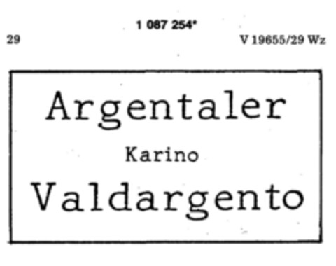 Argentaler Karino Valdargento Logo (DPMA, 20.12.1985)